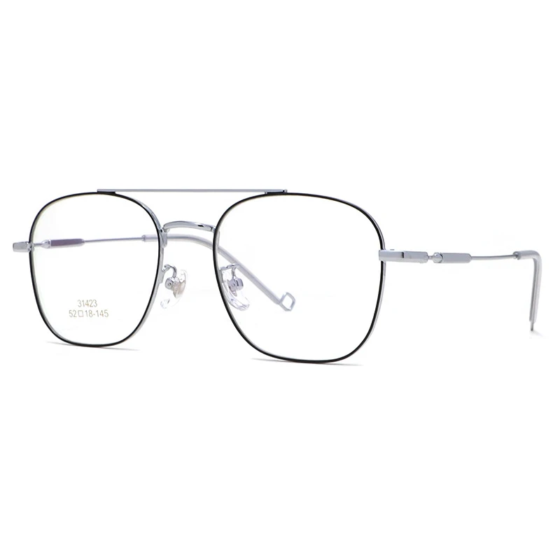 Ретро квадратные металлические очки с двойным мостом, модные очки в литературной оптической оправе, золотые мужские очки, близорукость, женщины