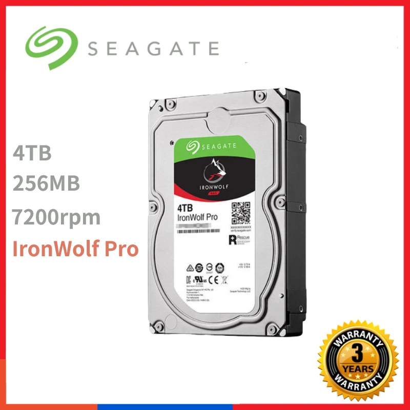 Seagate IronWolf Pro NAS 4 ТБ Жесткий Диск HDD 7200 об/мин 256 МБ Мониторинг Настольного Сервера Массив Жестких Дисков PMR Вертикальные Жесткие диски