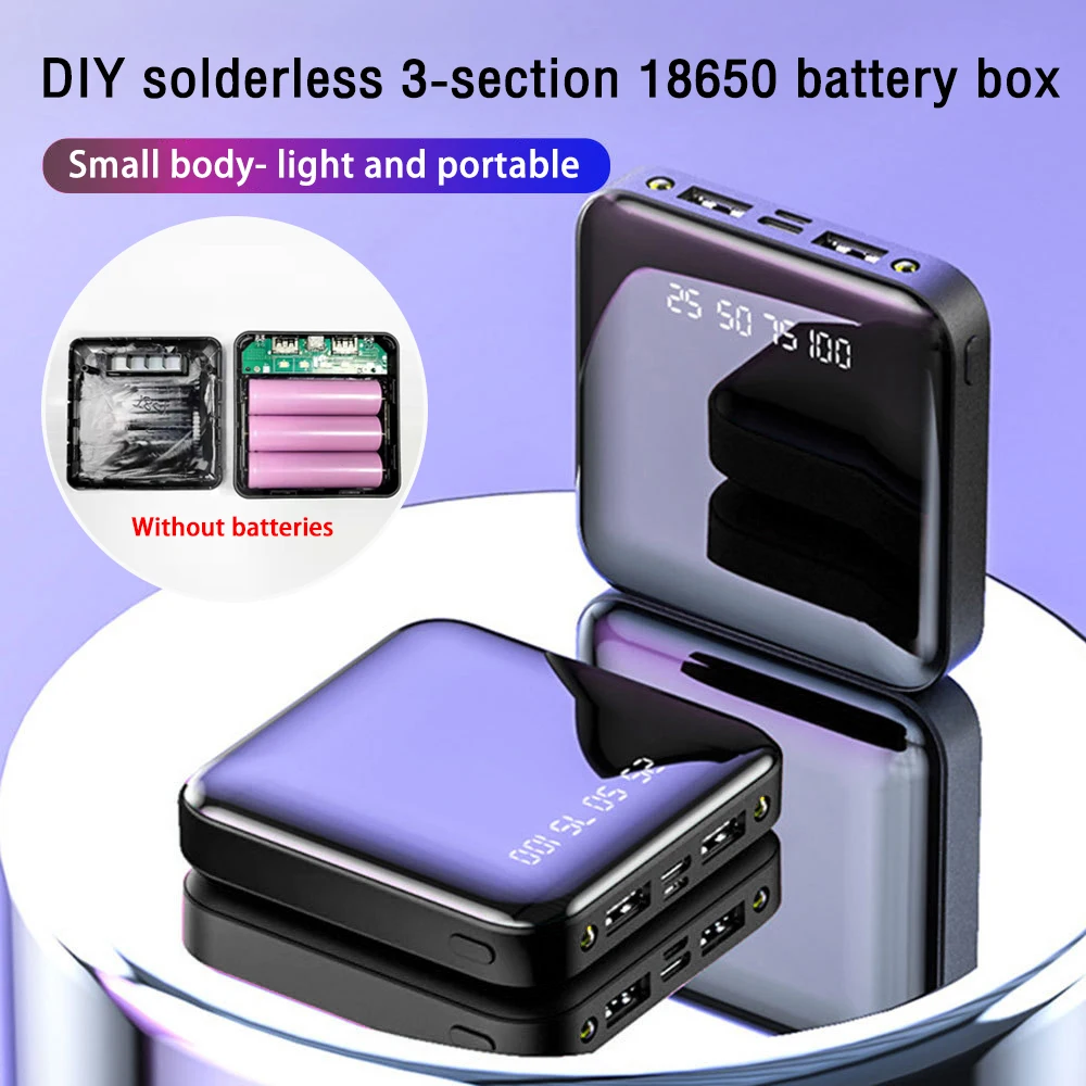 DIY 18650 Power Bank Case 4 в 1 Коробка для хранения заряда аккумулятора Micro USB Type C с фонариком для зарядки мобильных телефонов