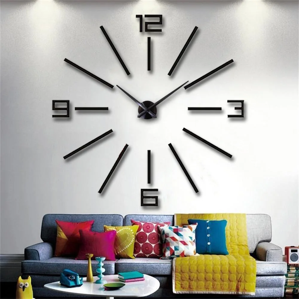 Декор стен Креативные настенные часы своими руками Простое украшение гостиной Background Decoration3d Зеркальные Настенные часы Silent Clock