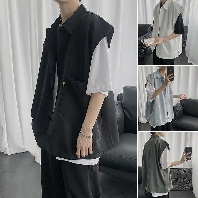 Горячие мужские рубашки с отложным воротником, летняя свободная рубашка в японском корейском стиле, верхняя одежда в стиле харадзюку, мужские студенческие уличные топы