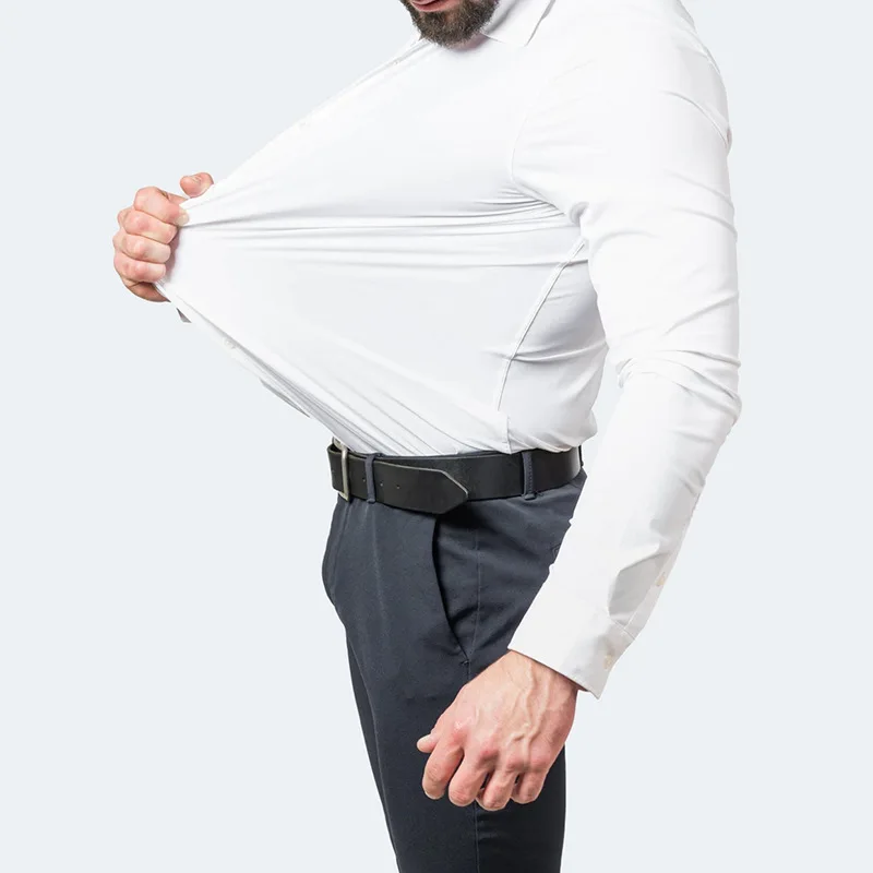 Новинка 2023 года, весенне-летняя мужская четырехсторонняя эластичная деловая повседневная шелковистая неглаженная белая рубашка с длинными рукавами против морщин, S ~ 8XL