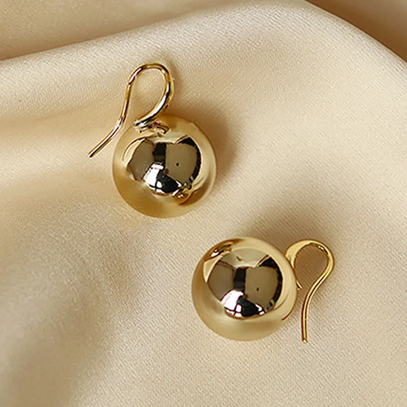 Простые позолоченные Круглые металлические серьги-бини с геометрическим рисунком 14 карат для женщин, модные украшения для отдыха, Аксессуары для ушей E121
