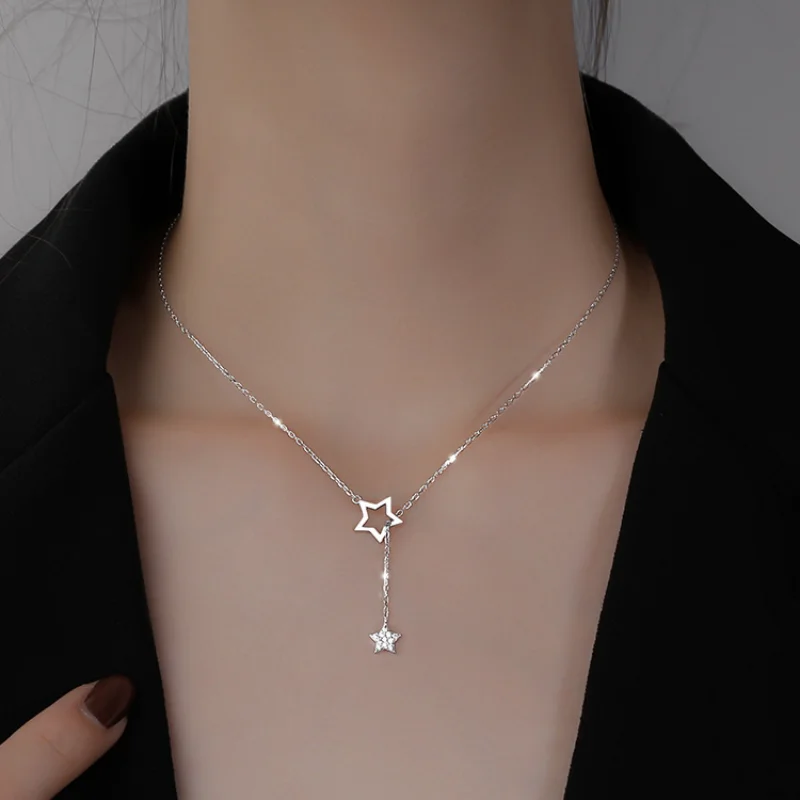 Новые милые ожерелья-чокеры с блестящими звездами, ожерелья с подвесками из горного хрусталя для женщин, ювелирные изделия на День рождения, подарки