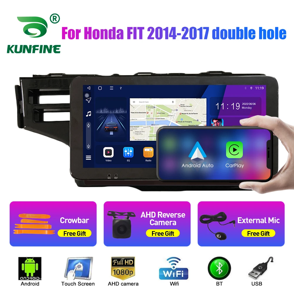 10,33 Дюймов Автомобильный Радиоприемник для Honda FIT 2014-17 2Din Android Восьмиядерный Автомобильный Стерео DVD GPS Навигационный Плеер QLED Экран Carplay