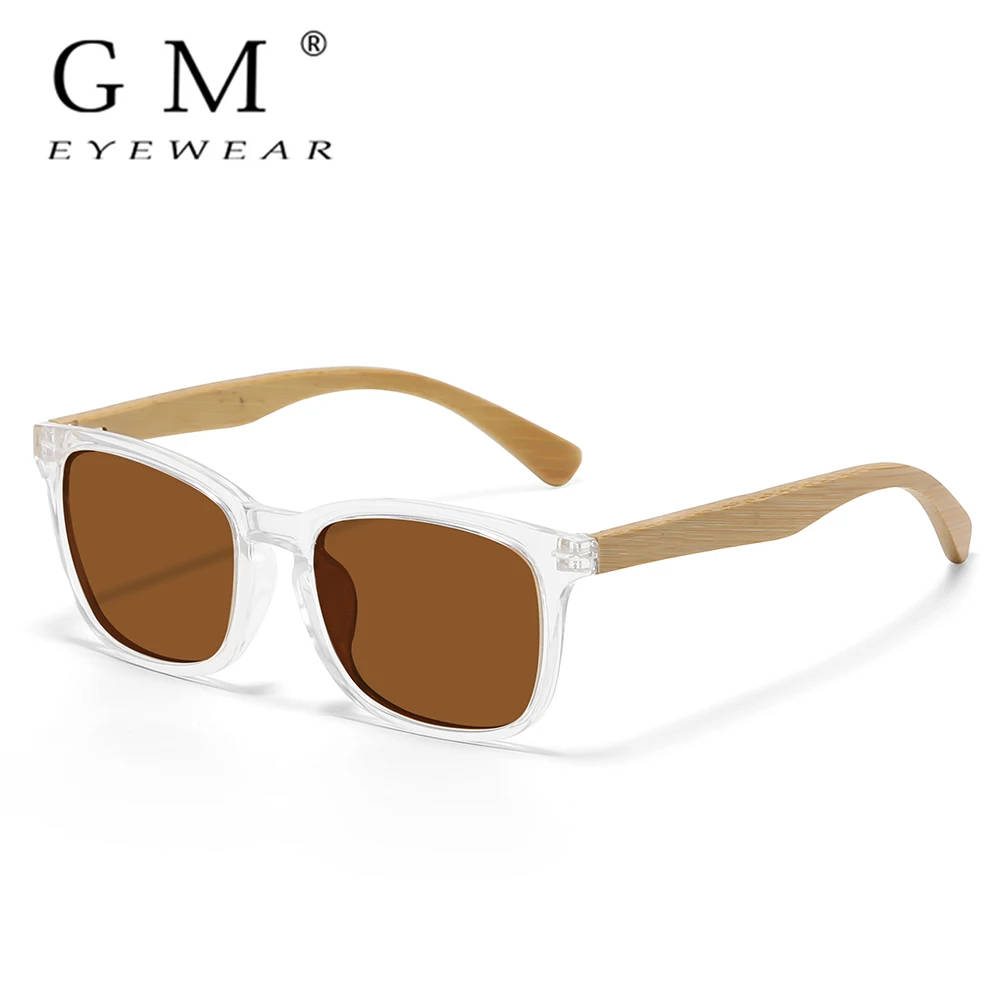 Солнцезащитные очки GM - Natural Bamboo, стильные, поляризованные, с покрытием, бамбуковые очки в пластиковой оправе, красные линзы, R1011
