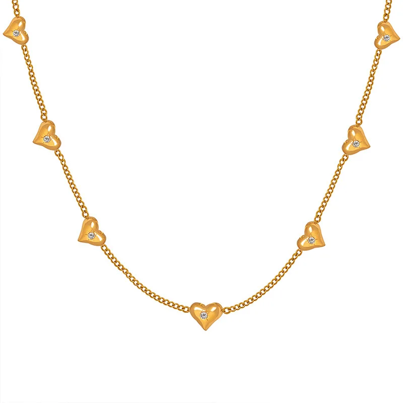 Романтические чокеры с несколькими сердечками и кубическим цирконием AAA +, Модные ожерелья для ключиц из нержавеющей стали Для женщин, ошейники, Подарочные украшения