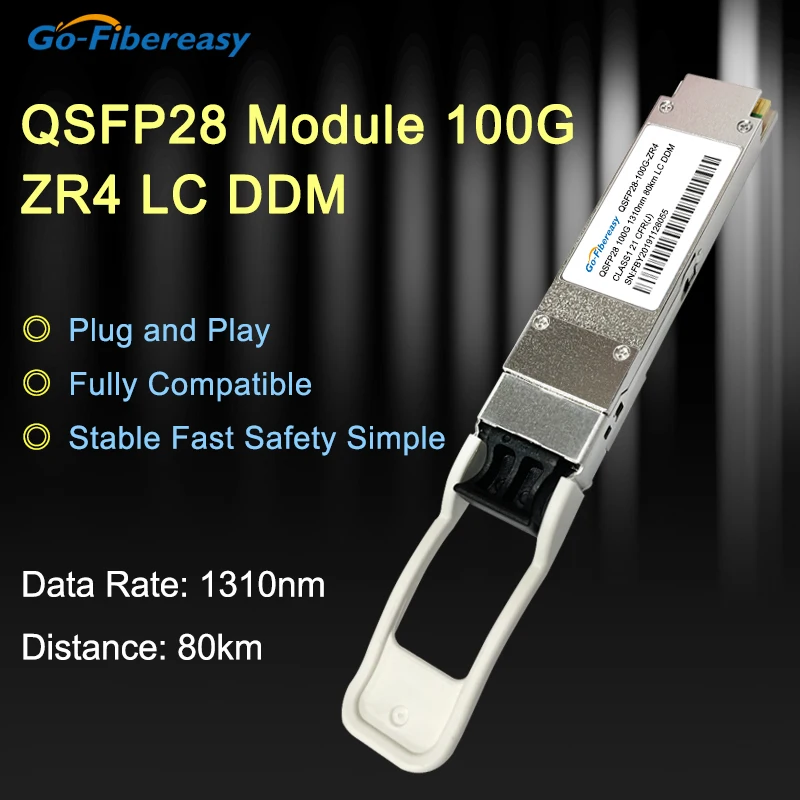 QSFP28 100G 80km Оптический Модуль ZR4 100GBASE-ZR4 1310nm LWDM LC DDM QSFP28 Волоконно-Оптический Приемопередатчик Для Высокоскоростного Оптоволоконного Переключателя