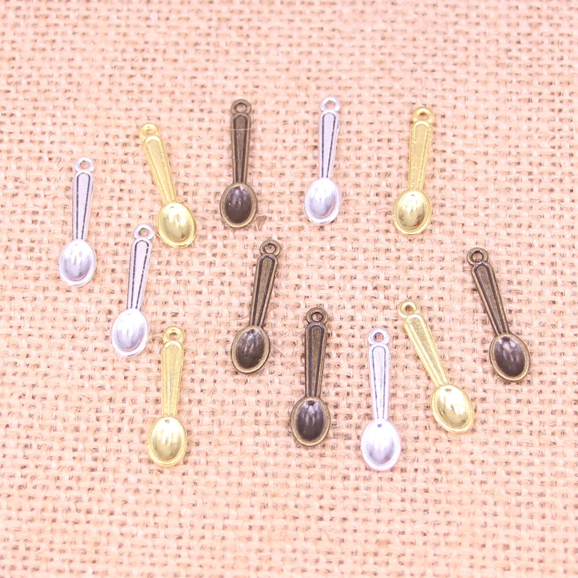 45 шт. Подвески-ложки из цинкового сплава античного бронзового цвета, металлические подвески для брелка-ожерелья 24 мм