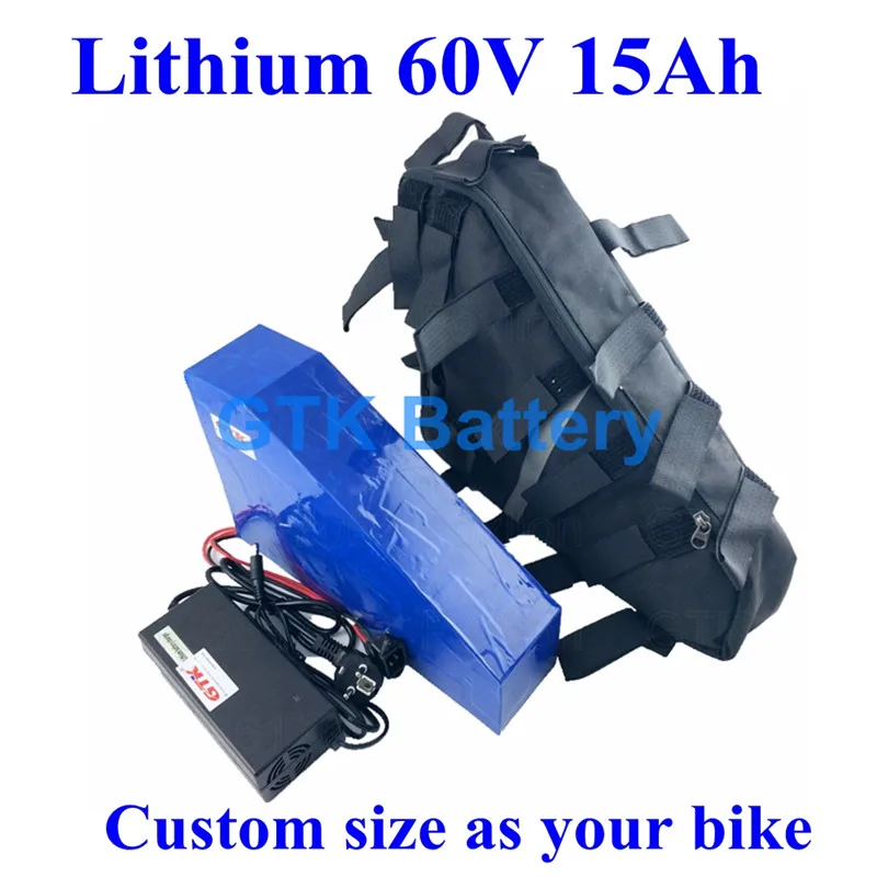 Литий-ионный 60V 15Ah Booster bike Ebike электрический велосипед литиевая батарея 1000W 1500w с водонепроницаемой сумкой + зарядное устройство 3A