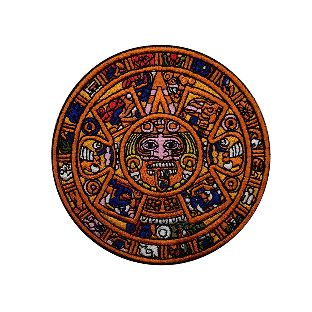Календарь Майя, вышитые нашивки с крючками и петлями для одежды, Тактическая повязка Aztec Sunstone, значок морального духа, Наклейка на рюкзак