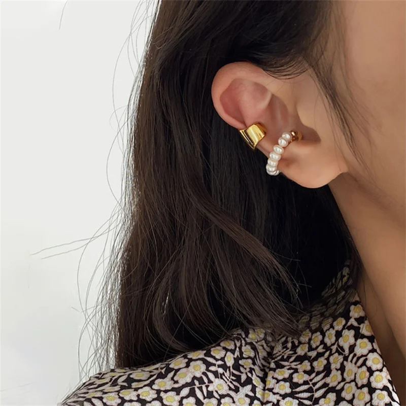Французский Винтажный зажим для ушей с магнитом из натурального пресноводного жемчуга для женщин, Темпераментные серьги в крутом стиле Без ушных отверстий, ювелирные изделия