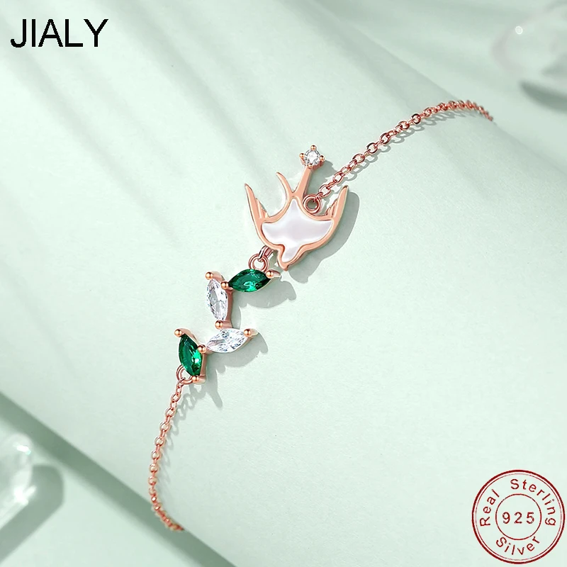 JIALY Fine Spring Swallow S925 Браслет-цепочка из стерлингового серебра для женщин, подарок на День рождения, ювелирные изделия