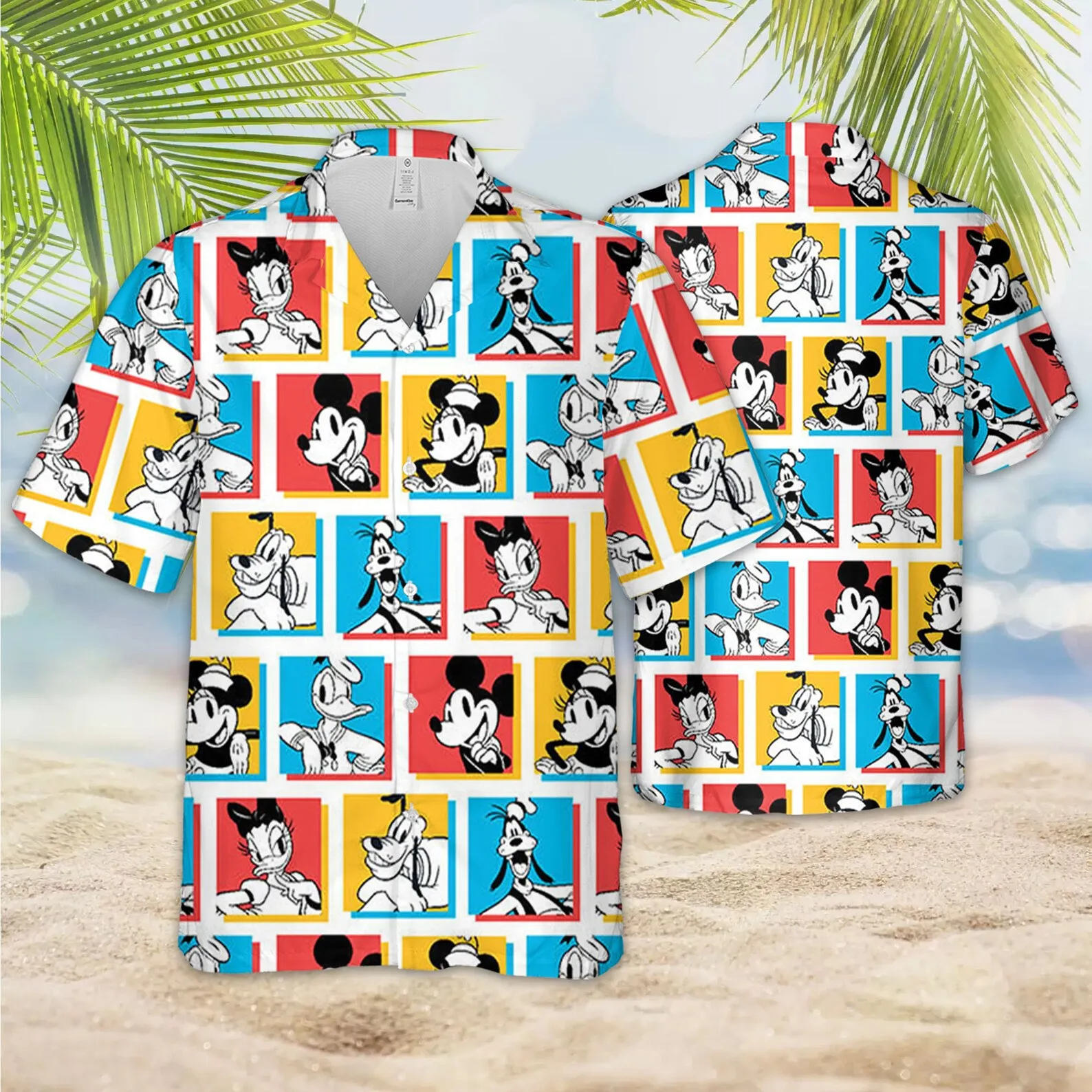 Гавайская рубашка с персонажами Диснея, Микки и Друзья, Летняя рубашка, Мужская Гавайская рубашка Disney, рубашка с коротким рукавом на пуговицах в стиле ретро