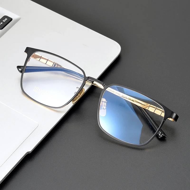 Высококачественные ретро Винтажные очки в квадратной оправе Для мужчин Могут сочетаться с оптическими очками Дизайнерские очки из чистого Титана Деловые очки