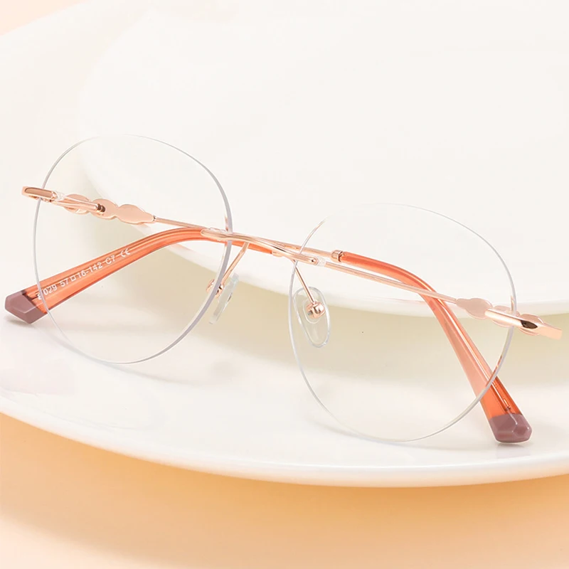Прозрачные очки без оправы с синим светом, женские Высококачественные Овальные очки в металлической оправе, простые очки, Прозрачные Модные очки