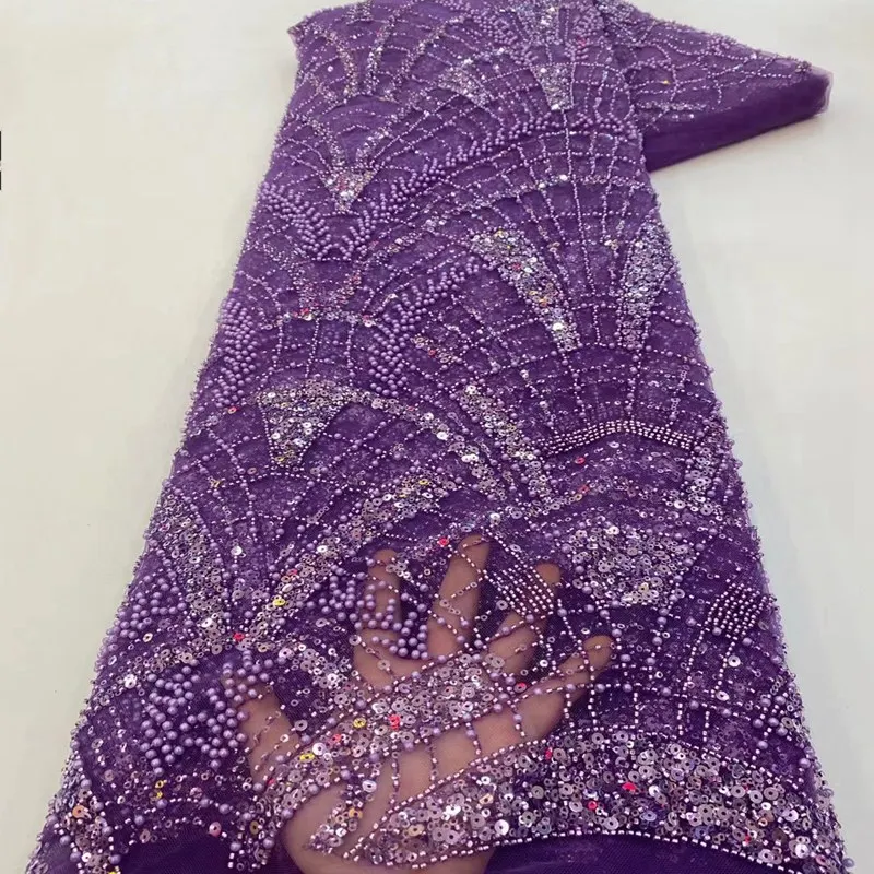 Роскошная Африканская кружевная ткань с блестками, вышитая бисером, Высококачественная Нигерийская свадьба Жениха, вышивка Невесты, Французский тюль, шитье TS2348