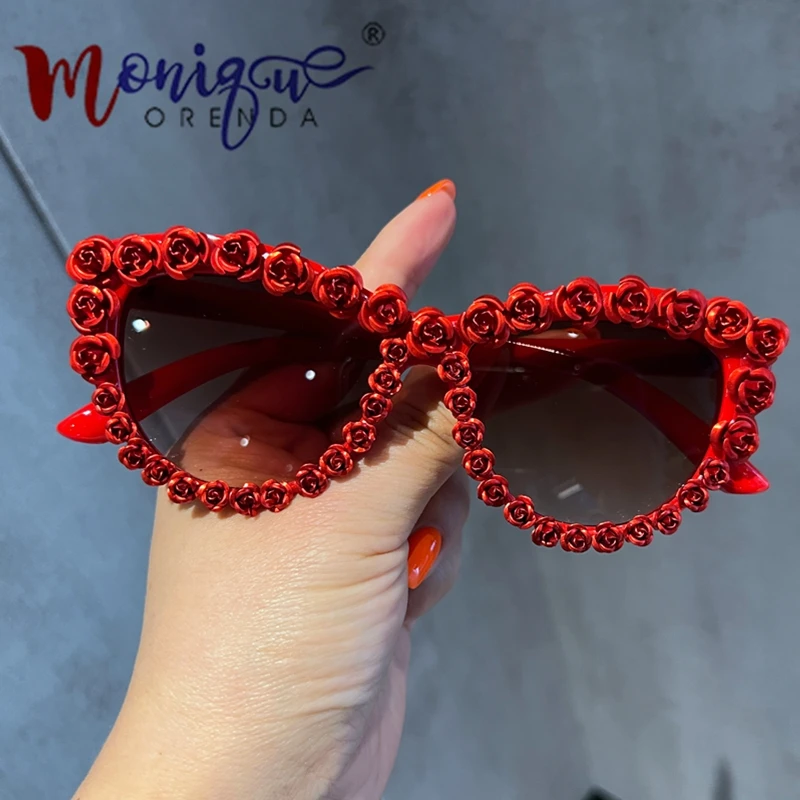 Солнцезащитные очки Женские 2023 Сексуальные солнцезащитные очки с красным цветком 