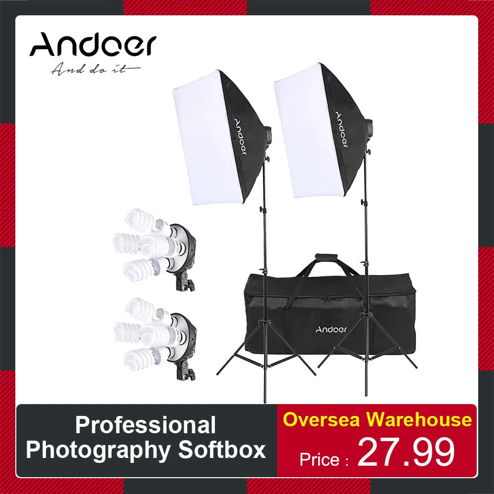 Комплект освещения для студийной фотосъемки Andoer Комплект освещения для фотосъемки Студийный светильник Софтбокс для студийного освещения для фотосъемки