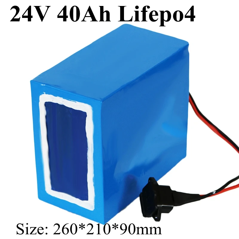 Аккумулятор большой емкости 24V 40Ah LiFePO4 мощностью 24 Батарейных блока мощностью 1000 Вт Energy Accu 32650 Cell 8s BMS 25.6v + Быстрое Зарядное устройство 5A