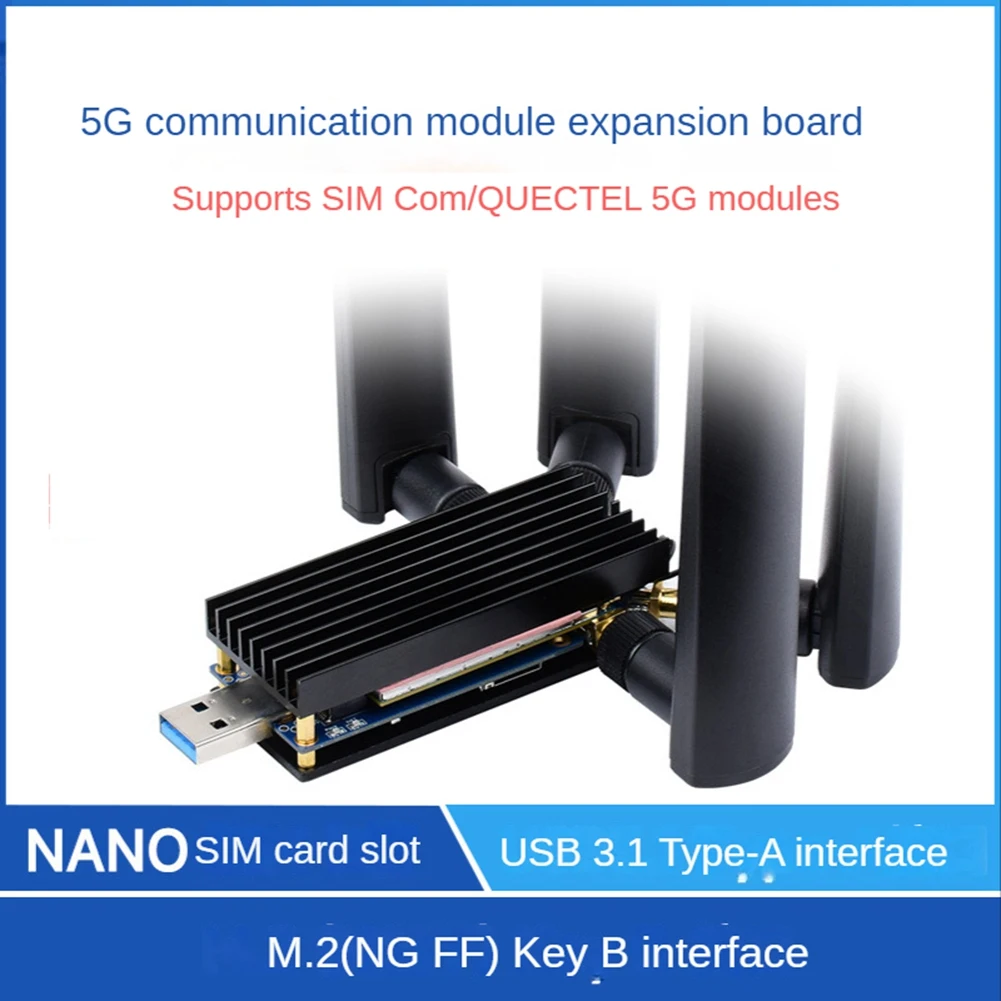 Плата расширения Waveshare 5G DONGLE 5G IoT Интернет-модуль USB3.1 - M.2 (NGFF) Key B 5G Модуль с SIMCom и мобильным пультом дистанционного управления