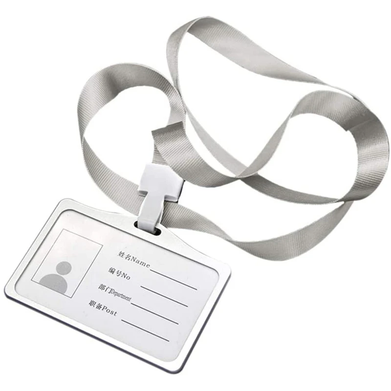 Горизонтальный держатель для удостоверения личности из алюминиевого сплава с горловиной на шнурке для женщин и мужчин, деловые визитницы для работы