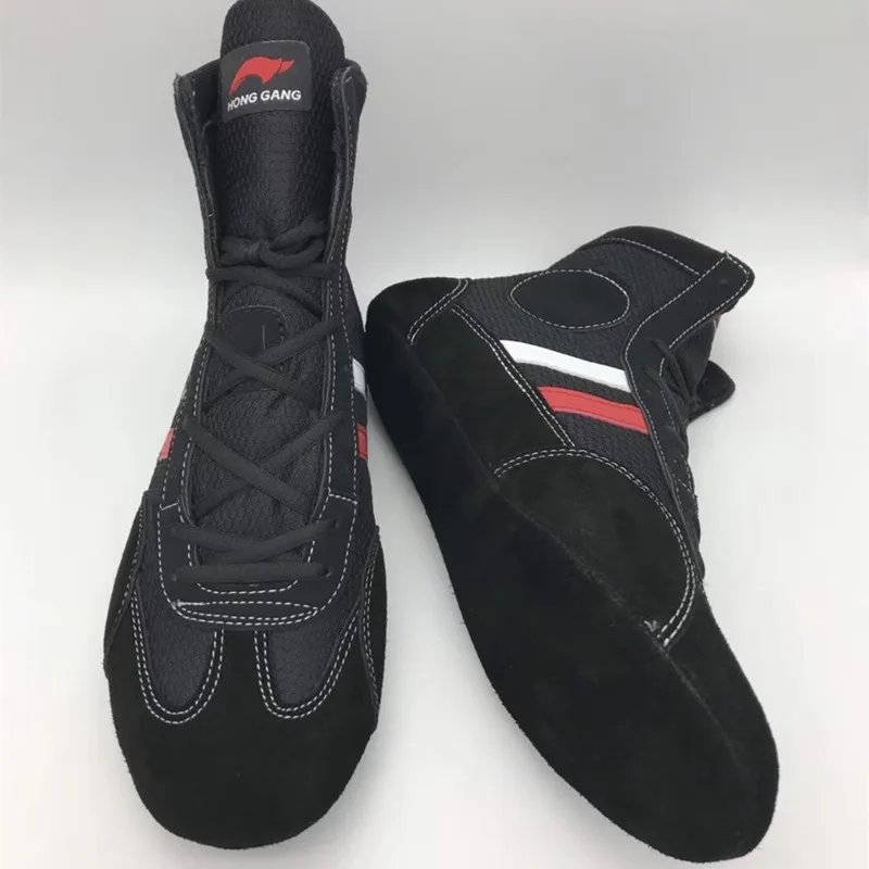Борцовская обувь с мягкой подошвой для помещений, профессиональные боксерские кожаные кроссовки, спортивные ботинки для тренировок, большие размеры 30-46