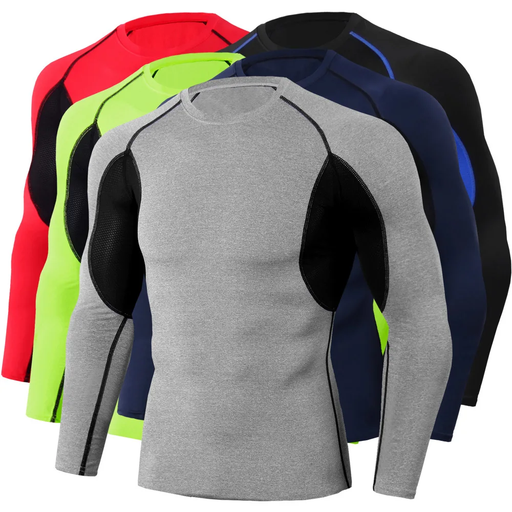 Корректирующее белье для спортзала U-SHOT с длинным рукавом 2021, рубашка для бега, мужская спортивная одежда Rashgard, компрессионная одежда сухой посадки, мужские футболки для занятий фитнесом