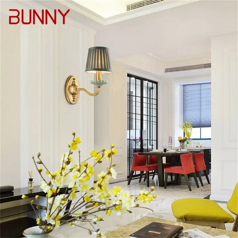 Латунное настенное бра BUNNY Современный роскошный керамический светодиодный светильник для дома, спальни, гостиной, балкона