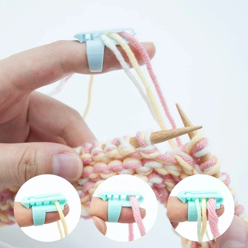 Разделитель пальцев Инструмент для вязания свитера из шерсти 4 Направляющих нити Пластиковый наперсток для шитья