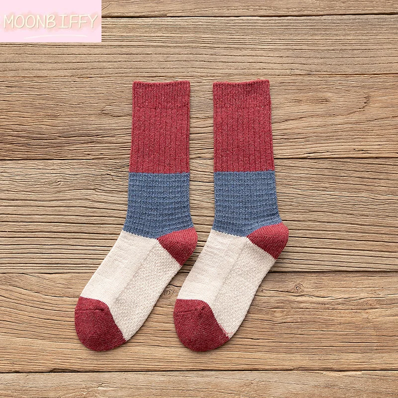 2023 Осень-Зима, Новые хлопчатобумажные носки, Модные Носки, теплые Длинные носки в стиле пэчворк, женские Высококачественные носки в корейском стиле