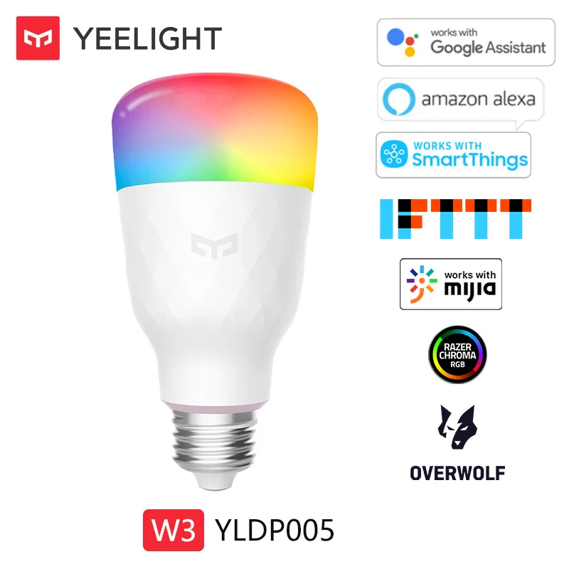 Yeelight Smart LED Цветная лампа W3 Multicolor Atmosphere Lamp 900lm 8 Вт Приложение Голосовое Управление Работа с Google Home Alexa IFTTT Mijia