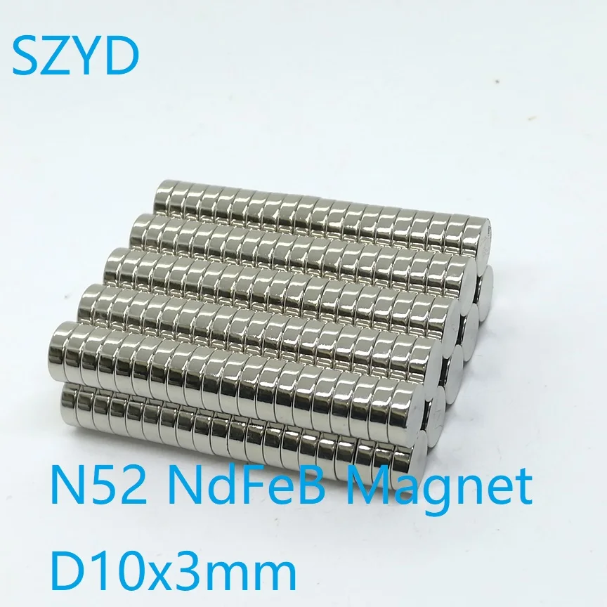 100 шт./ЛОТ N52 Дисковый неодимовый магнит 10*3 Сильных стандартных круглых редкоземельных постоянных неодимовых магнита 10x3