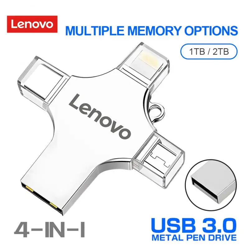 Новый Lenovo 4 В 1 USB Флэш-Накопитель TYPE C Высокоскоростной Флешки 1/2 ТБ USB OTG Флеш-Накопитель Вращающийся Флэш-Диск Для Компьютера Телефона USB3.0