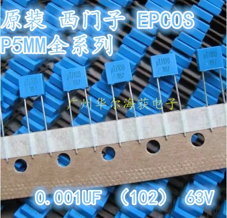 горячая продажа 50шт EPCOS 102 63V 1000pf 0.001мкф 1nf 63V корректирующий конденсатор бесплатная доставка
