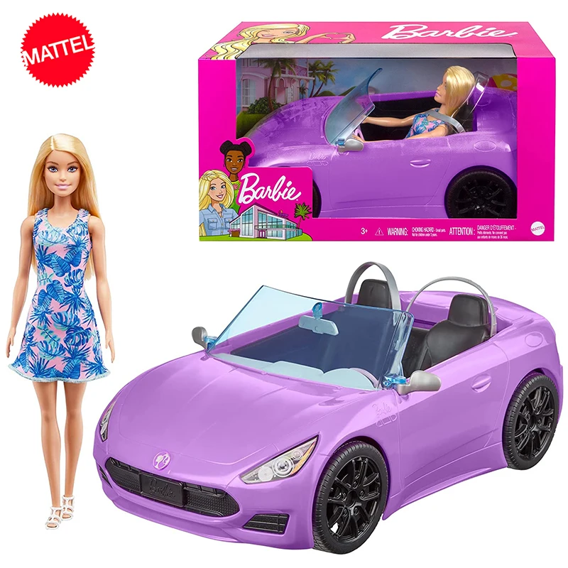 Оригинальная кукла Барби с откидным верхом фиолетового цвета, автомобильный набор аксессуаров, светлые волосы, юбка с цветочным рисунком, игрушки для девочек, модные подарки для жизни