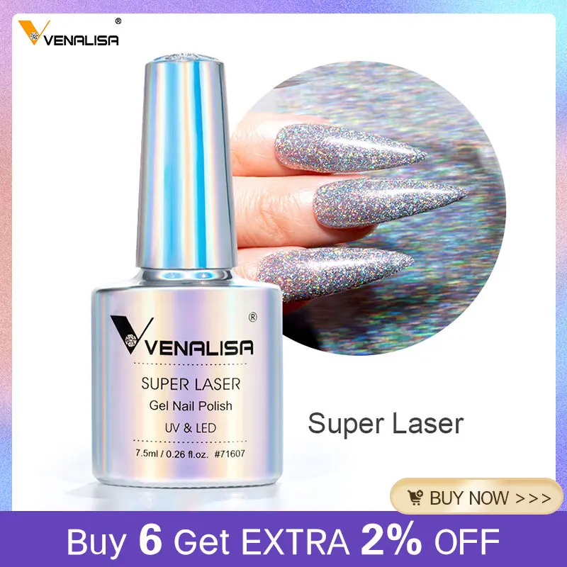 Venalisa Super Laser 7,5 мл Гель-лак для ногтей С эффектом блеска Гель-Нагеллак Для Маникюра Гель-лак Soak Off UV LED Гель-лак