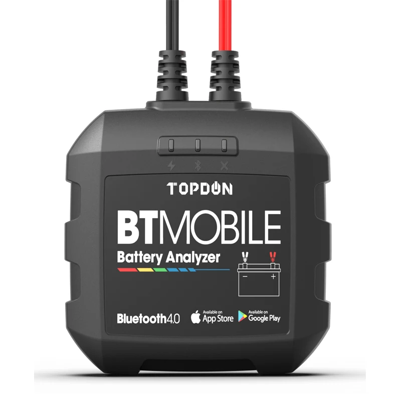 TOPDON BT мобильный Беспроводной Тестер автомобильного аккумулятора 12V Bluetooth Монитор батареи 100-2000CCA Автоматическое зарядное Устройство Анализатор проворачивания