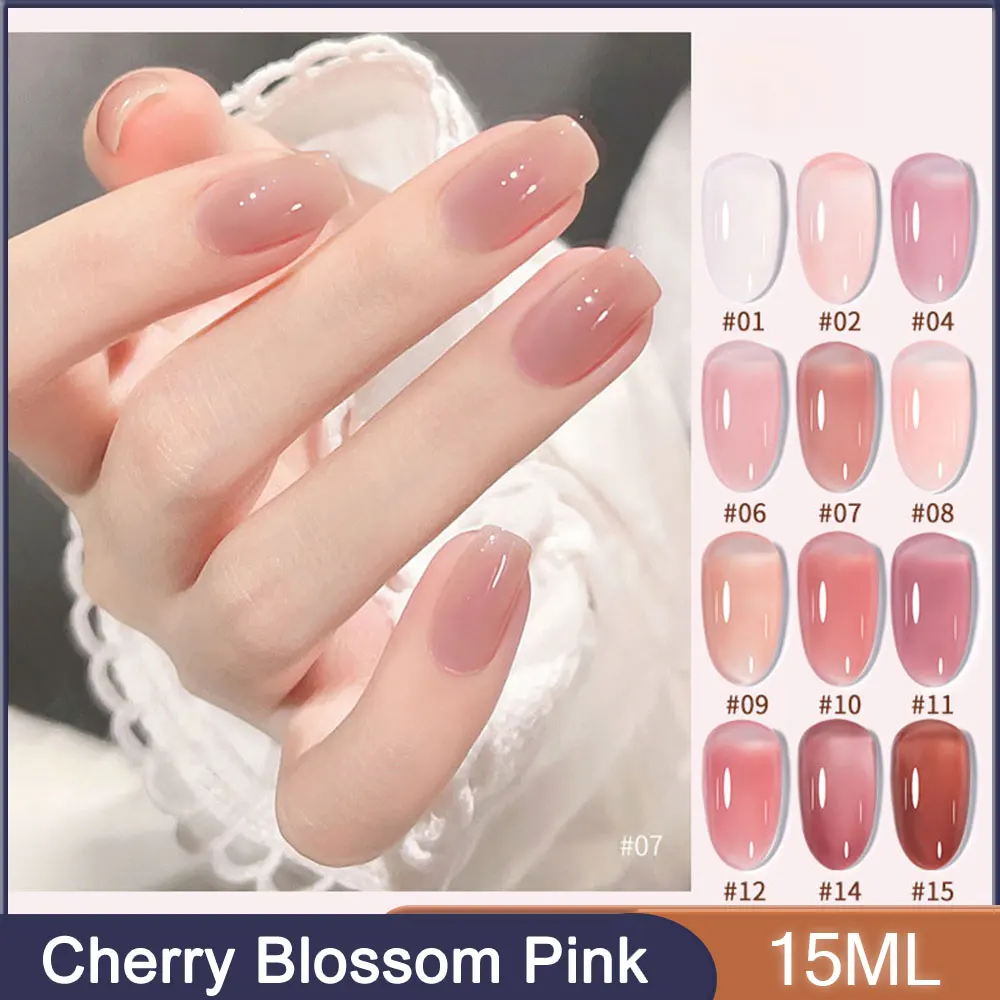 Вишневый Цветок Наке Розовый Гель-Лак Для ногтей 15 мл Ледяное Полупрозрачное Желе Телесного Цвета Гель-лак Для ногтей Soak Off UV LED Лак Для ногтей