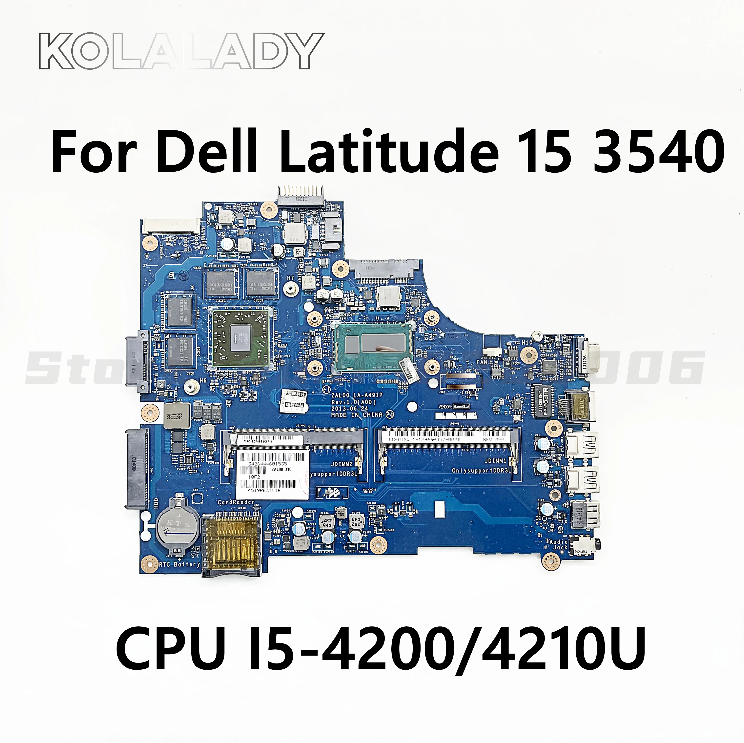 Для DELL Latitude 15 3540 Материнская плата ноутбука CN-08MDVW 08MDVW 8MDVW LA-A491P с процессором I5-4200/4210U 100% работает хорошо