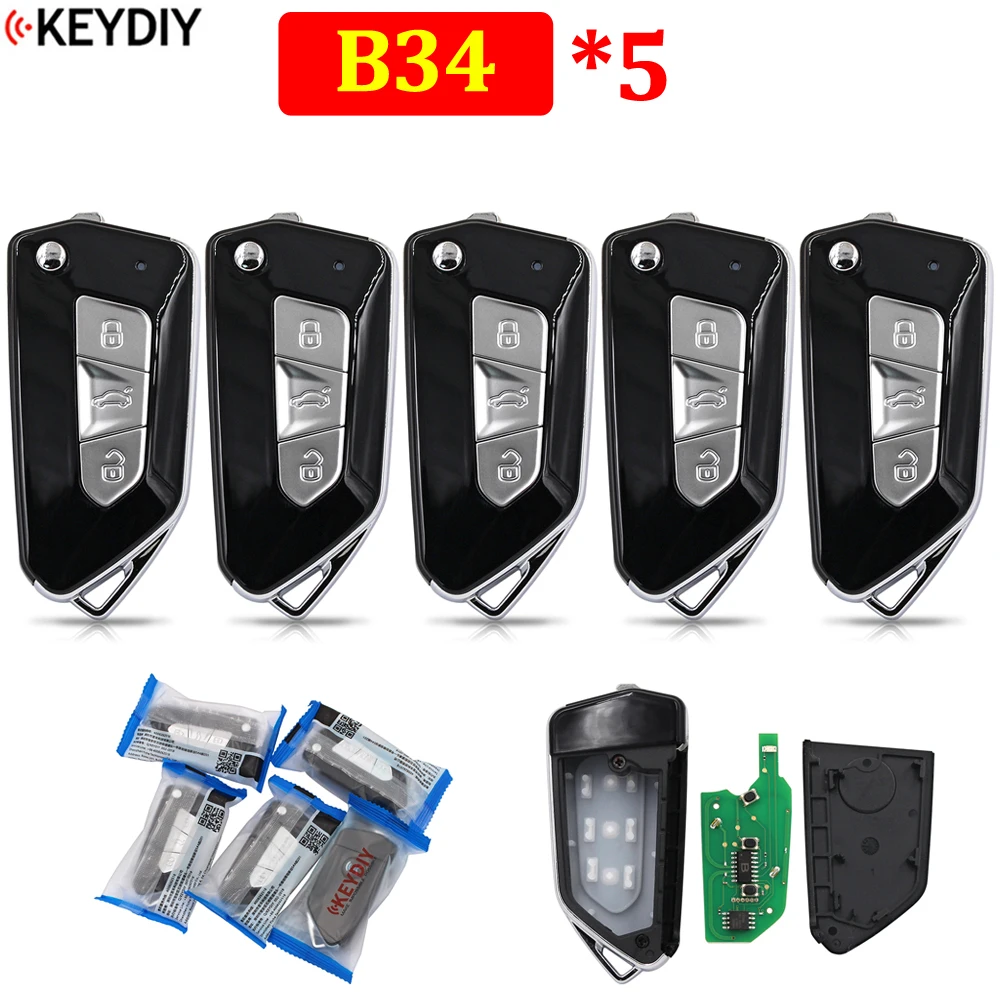 5 шт./Лот KEYDIY B34 3B Пульт Дистанционного Управления Автомобильным Ключом Серии B KD Remote для KD-X2 KD900 URG200 KD200 Mini KD KD-MAX Ключевой Программатор