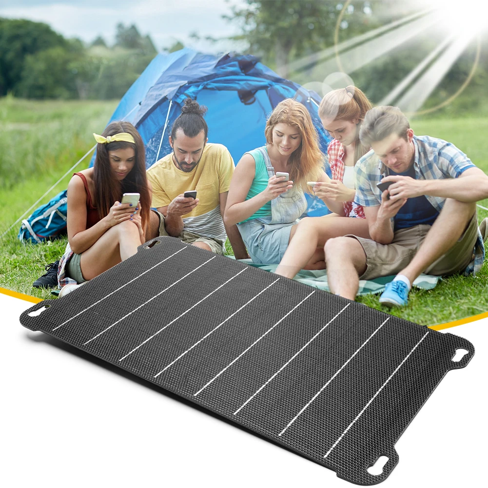 Зарядное устройство для солнечной панели мощностью 15 Вт 5 В, двойной USB-выход, зарядное устройство ETFE, монолитная силиконовая панель солнечных батарей, защищенная от царапин для аккумулятора телефона.