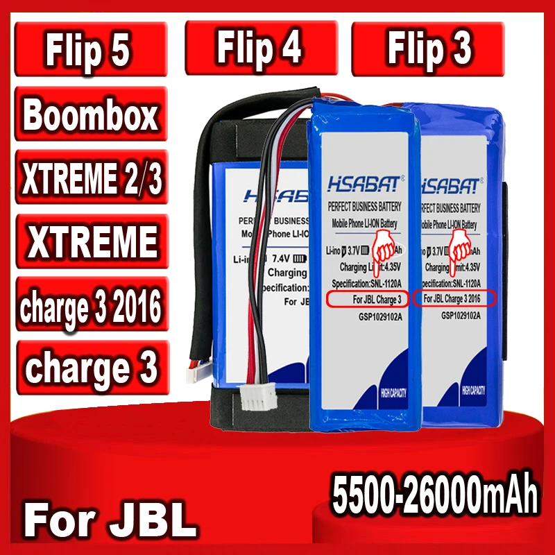 Аккумулятор для динамика HSABAT 5500 мАч-26000 мАч для JBL XTREME Boombox XTREME 1 2 3 Флип 3 Флип 4 Флип 5 зарядка 3 4 charge 3 2016