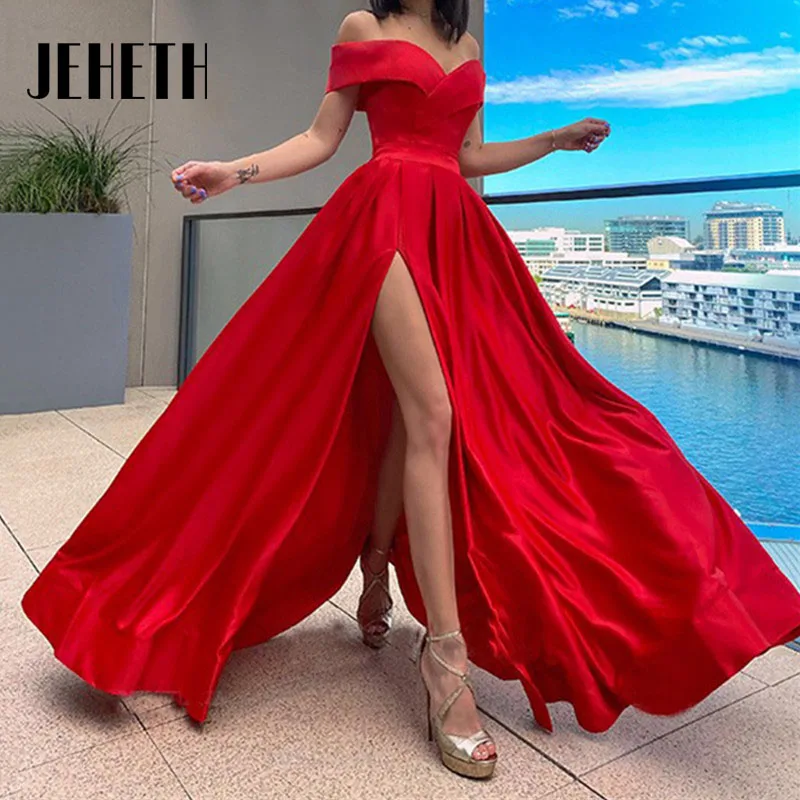 Элегантные вечерние платья JEHETH A Line Red Sweetheart 2023 с длинной спинкой, без рукавов, бальное платье для выпускного вечера, сшитое на заказ