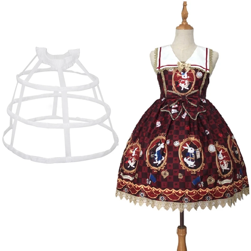 Женская нижняя юбка с кринолином, 3 обруча, нижняя юбка в полусферическую клетку для свадебного платья