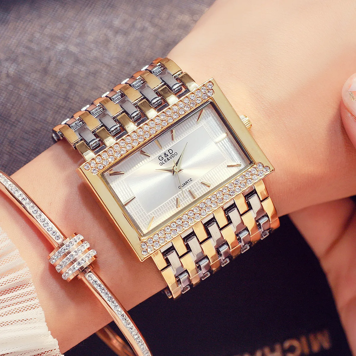 2023 Женские наручные часы, платье, Золотые часы, женские часы с кристаллами и бриллиантами, Серебряные часы из нержавеющей стали, женские часы Montre Femme 2023