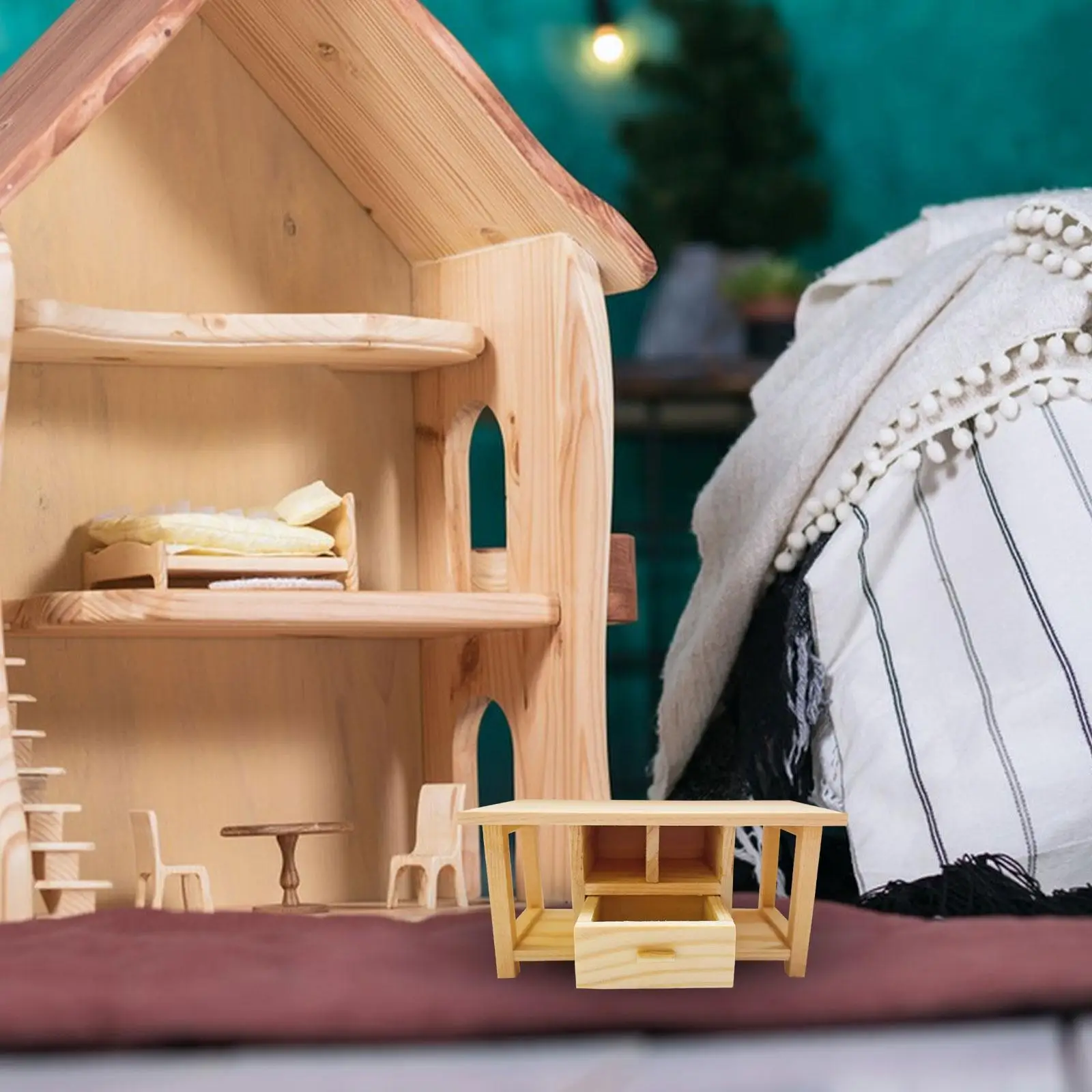 Имитация деревянного торцевого столика, журнальный столик в масштабе 1:12, Кукольный домик, модель мебели для гостиной, Микроландшафт, Детская игрушка