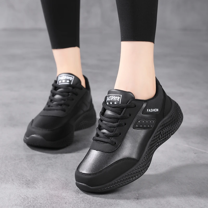 Высококачественные водонепроницаемые осенние кроссовки для бега, Женские кожаные нескользящие повседневные кроссовки, женская легкая обувь для фитнеса