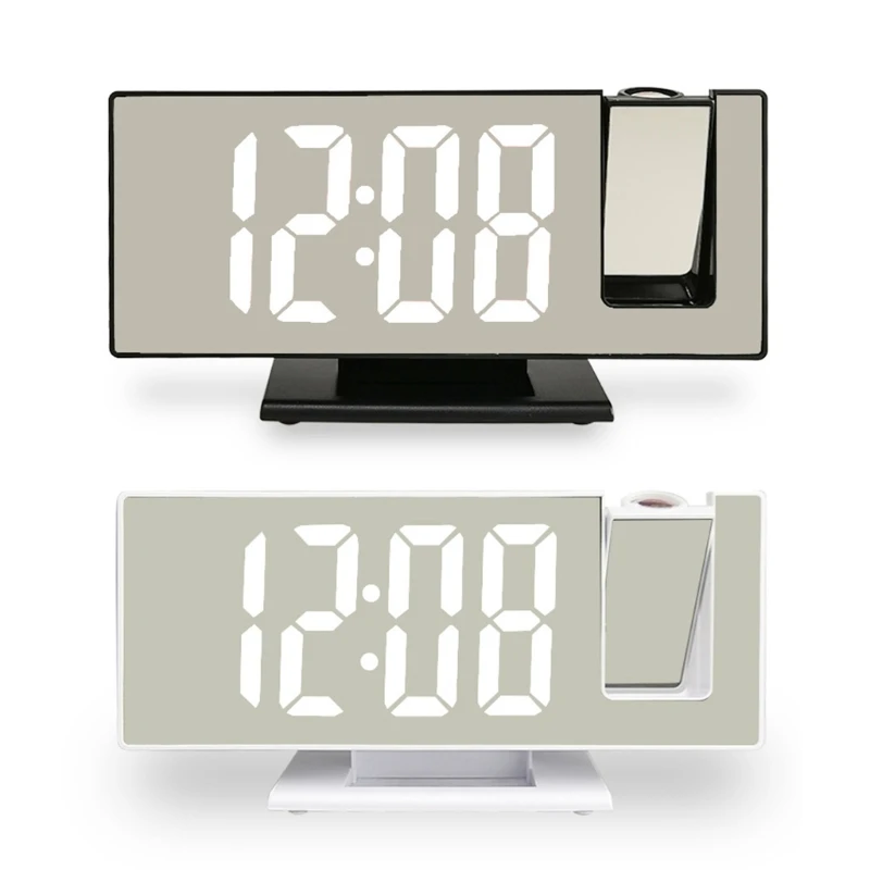 Проекционный будильник, проекционные настольные часы с проекцией на потолок, настенное зеркало для спальни с регулируемой яркостью- 4 диммера