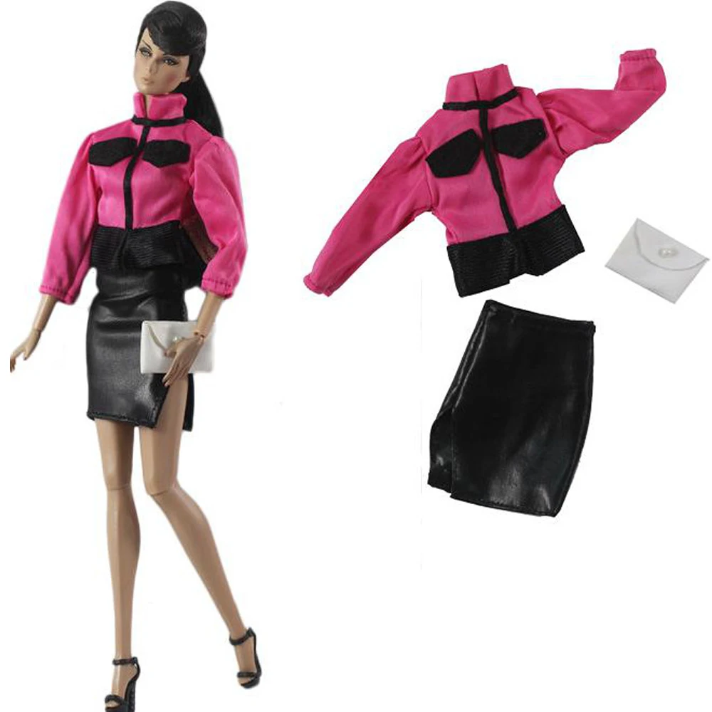Официальный NK 3 предмета/комплект Модный розовый комплект одежды для куклы Барби Аксессуары 1/6 FR Kurhn BJD Кукольная одежда Игрушки своими руками